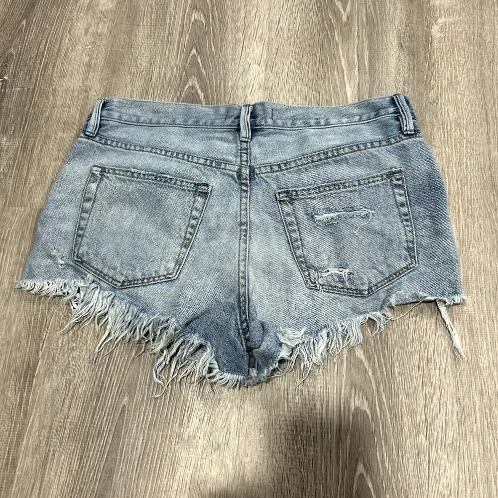 Free People We the Free Loving Good Vibrations Shorts Denim Jean Shorts Size 27
